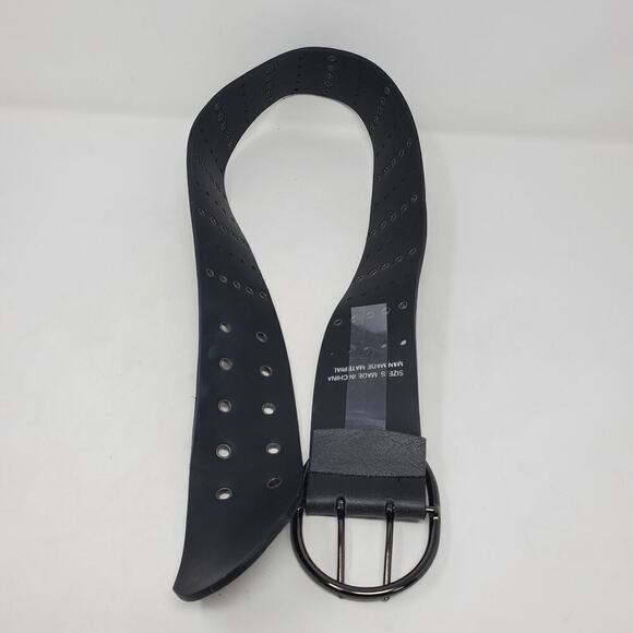 Wide Faux Leather Women Black Retro Gothic Punk Belt Size Small - Picture 3 of 6